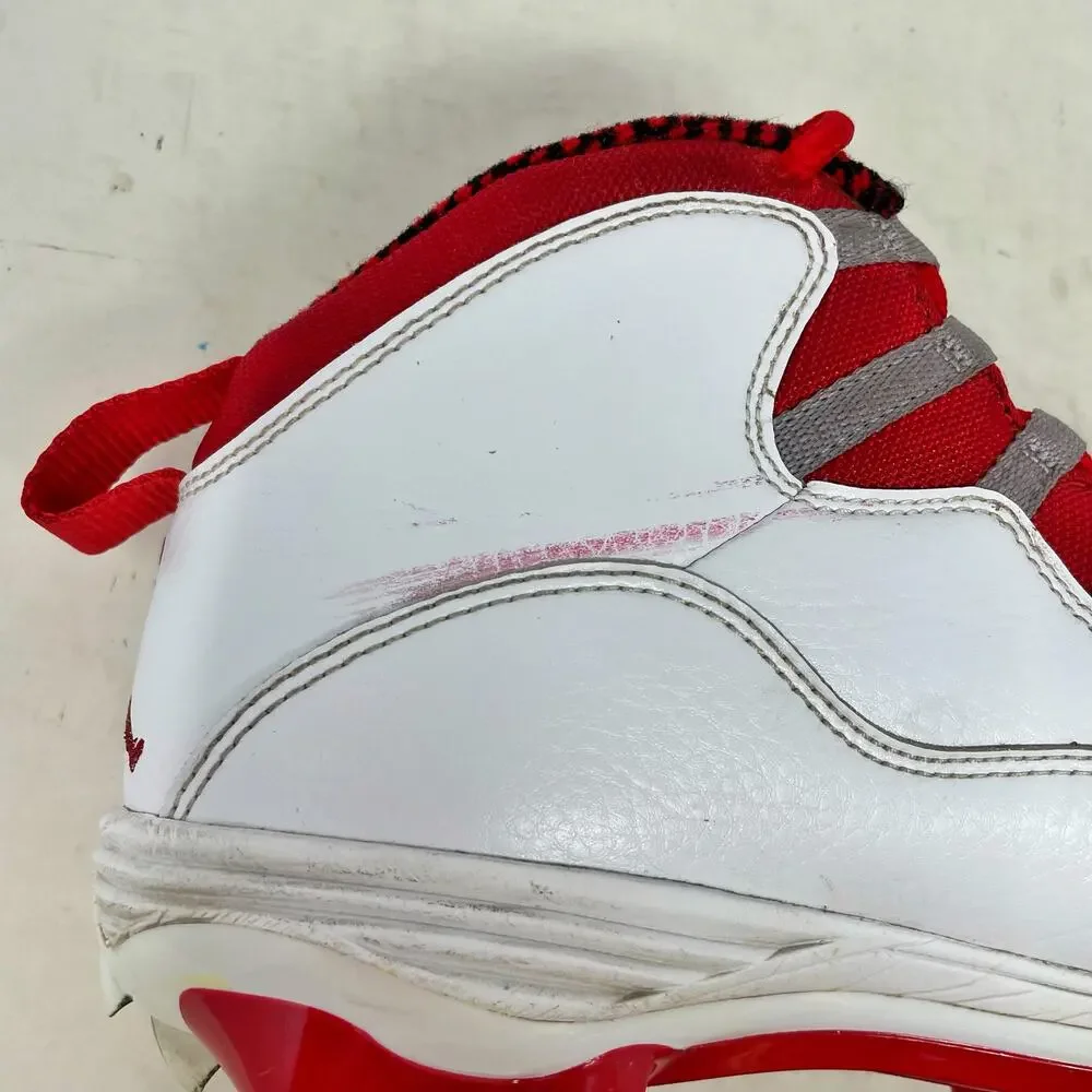 Nike Jordan 10 TD Lunarlon Mid Football Cleats White Red Mens Size 9